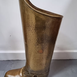 Decorative French brass boot for storing your umbrellas and walking sticks in good original condition.