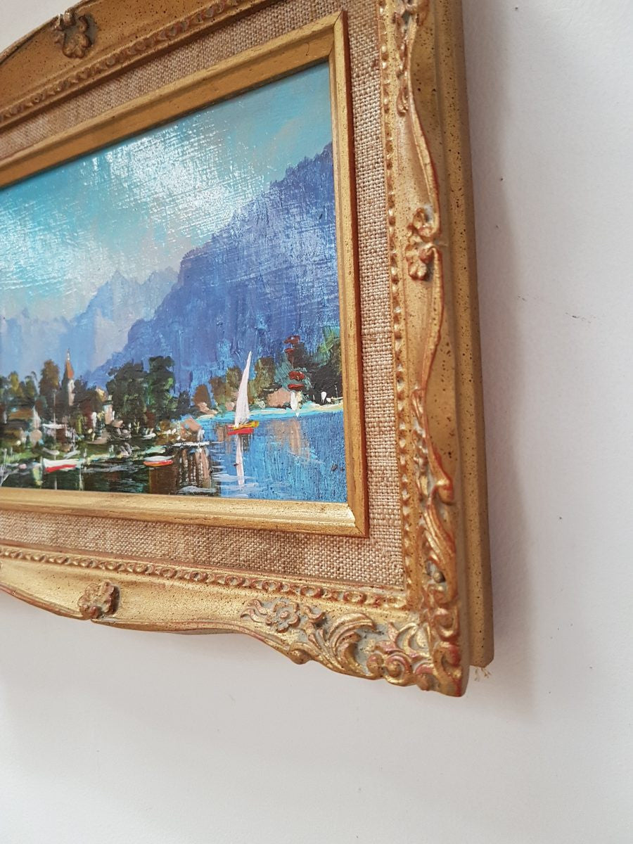 A Set Of Six Small Decorative Oil On Board Italian Singed Paintings