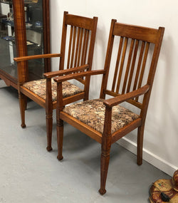 Pair Of Upholstered Arts And Crafts Carver Chairs | Antique & Vintage | Moonee Ponds Antiques | Australia Wide Delivery