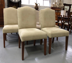 Custom Made Ivory Suede Covered Hardwood Set Of 10 Dining Chairs | Antique & Vintage | Moonee Ponds Antiques | Australia Wide Delivery