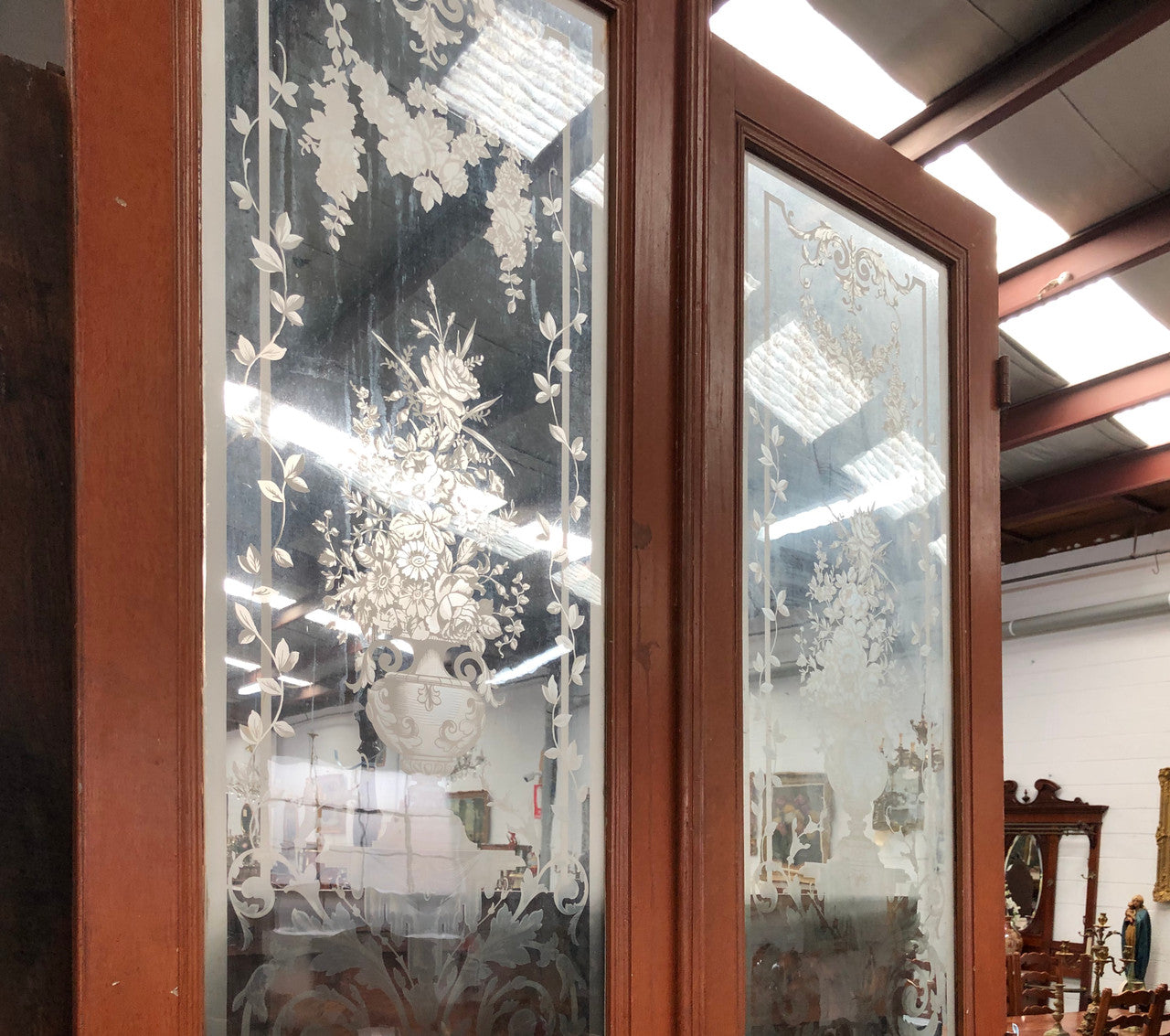 Beautiful Pair of French Antique Doors With Acid Etched Panels | Antique & Vintage | Moonee Ponds Antiques | Australia Wide Delivery