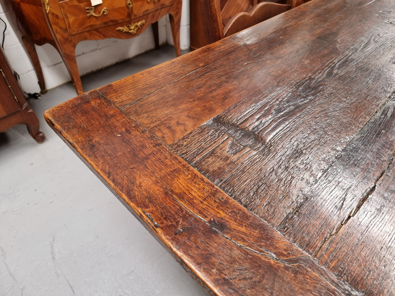 Striking Reclaimed Timber Rustic Oak Farmhouse Table