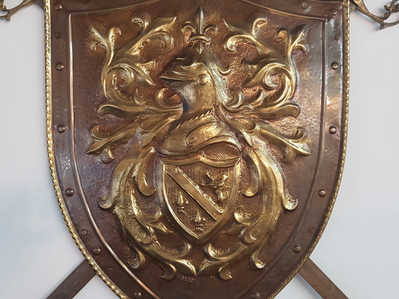 An Antique Embossed Shield with Swords | Antique & Vintage | Moonee Ponds Antiques | Australia Wide Delivery