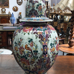 Stunning Large Antique Delft Lidded Vase