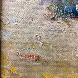 Framed Beach Oil On Board Painting By David Chen