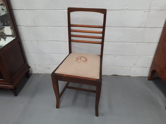 Ash wood tapestry covered chair. In good original condition.