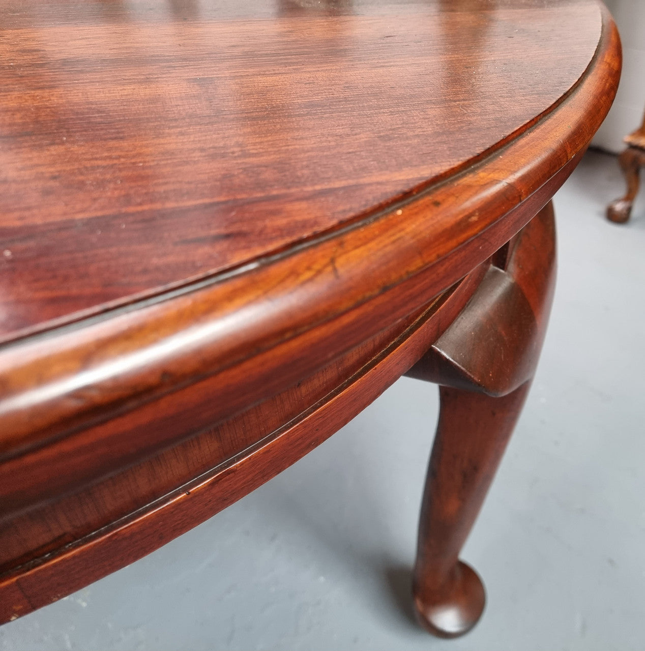 Australian Blackwood Fixed Oval Dining Table with Queen Anne Legs and Castors