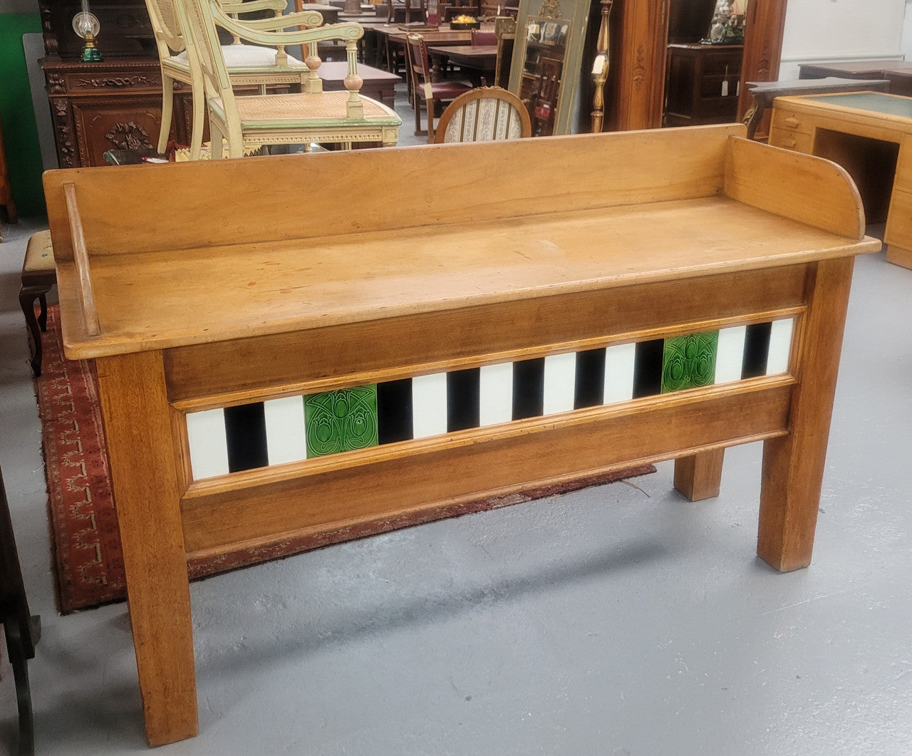 Australian Kauri Pine Preparation Bench Decorated With Original Tiles | Antique & Vintage | Moonee Ponds Antiques | Australia Wide Delivery