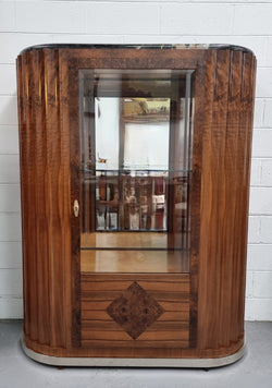 French Art Deco Figured Walnut with Portoro Marble Top Cocktail Cabinet | Antique & Vintage | Moonee Ponds Antiques | Australia Wide Delivery