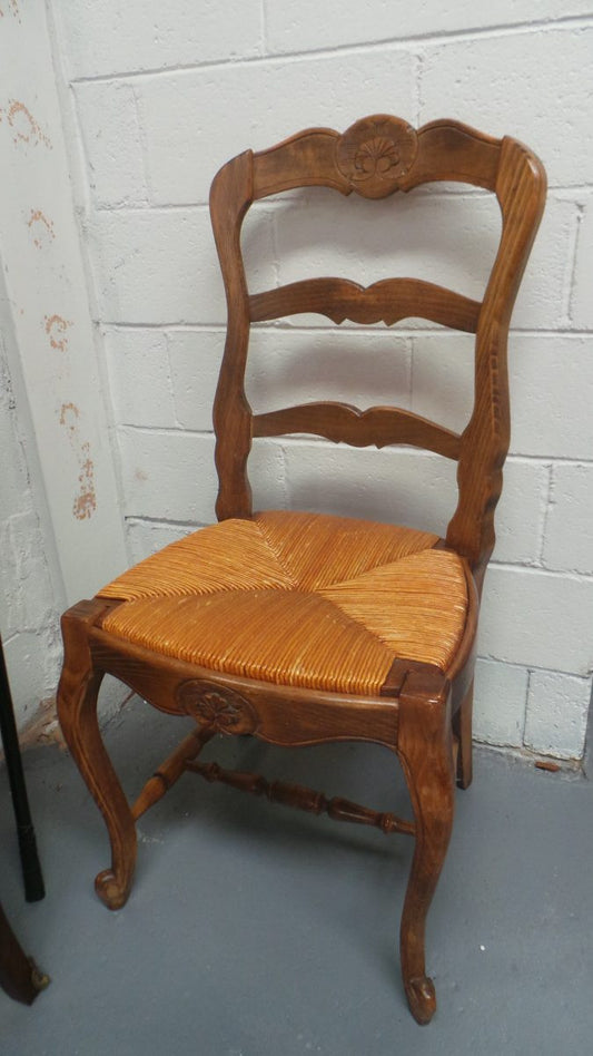 Set of Six Fabulous French Oak Dining Chairs