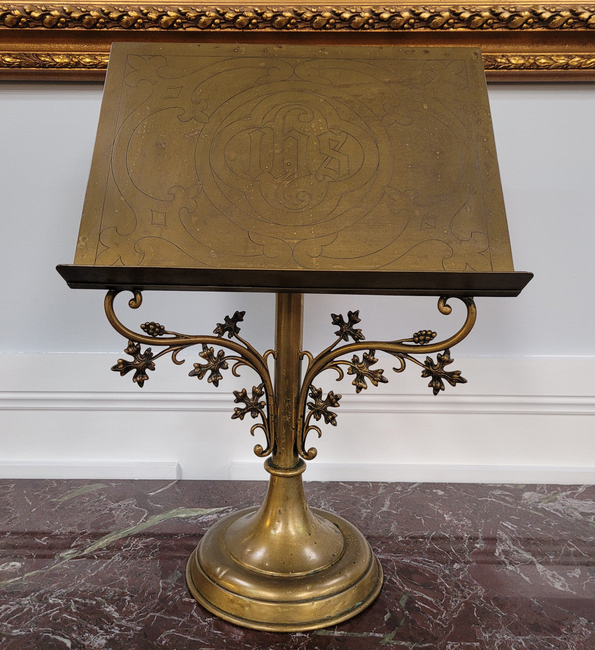 Rare Antique French brass Bible/Book stand in the Gothic style. In good original condition.