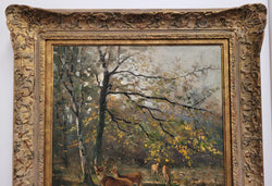 Charming Oil Painting on Canvas Depicting a Forest Scene & Deer | Antique & Vintage | Moonee Ponds Antiques | Australia Wide Delivery