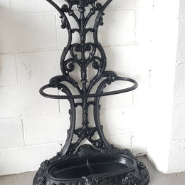 Highly Decorative French Antique Painted Cast Iron Hallstand