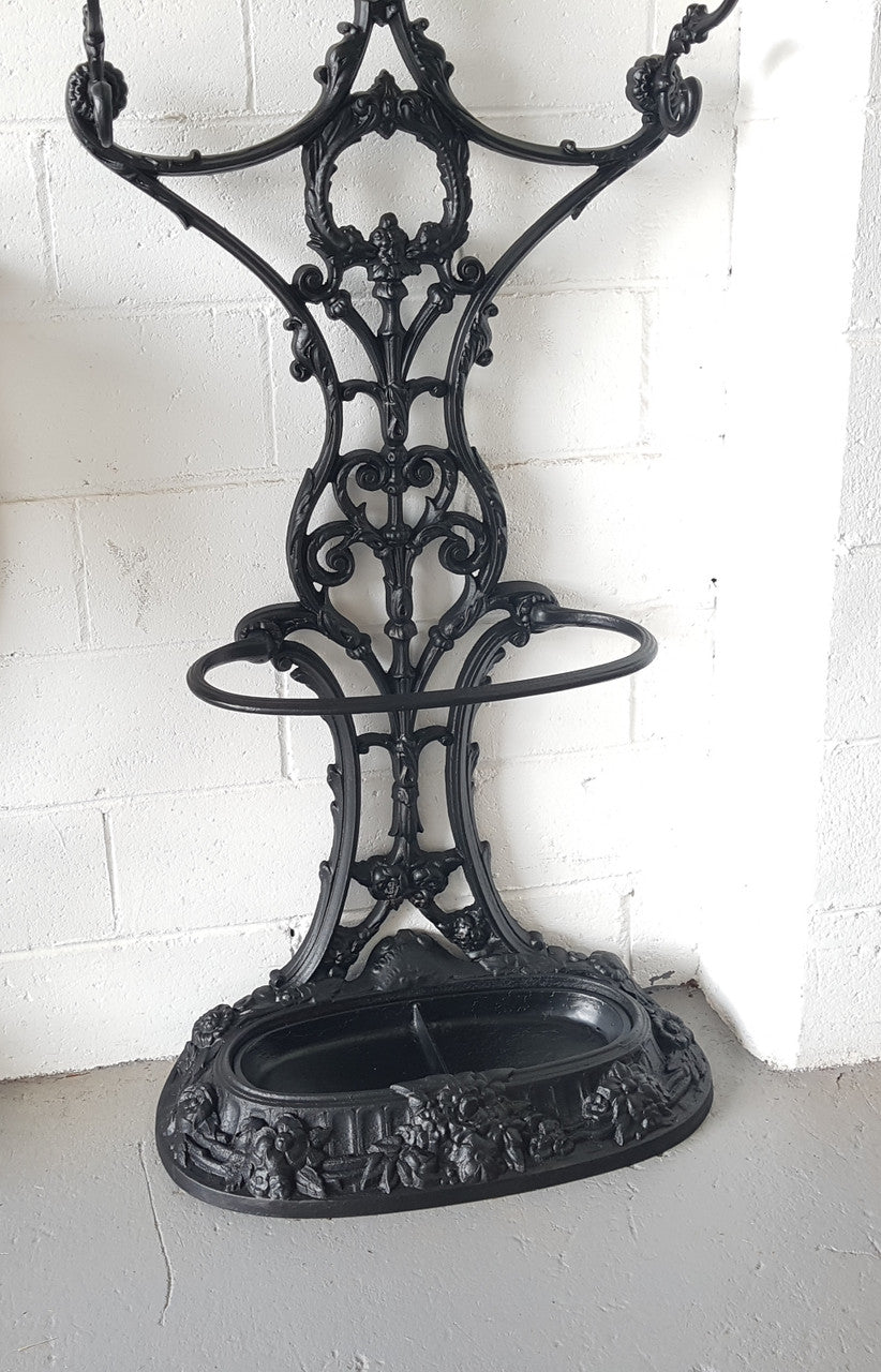 Highly Decorative French Antique Painted Cast Iron Hallstand