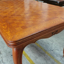 French Oak Parquetry Top Extension Dining Table-1
