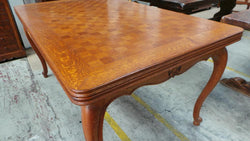French Oak Parquetry Top Extension Dining Table-1 | Antique & Vintage | Moonee Ponds Antiques | Australia Wide Delivery