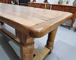 French Oak Stretcher Base Farmhouse Table with Solid Turned Legs | Antique & Vintage | Moonee Ponds Antiques | Australia Wide Delivery