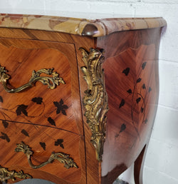 French Louis XV Style 2 Drawer Commode With Ormolu Trim & Marble Top | Antique & Vintage | Moonee Ponds Antiques | Australia Wide Delivery