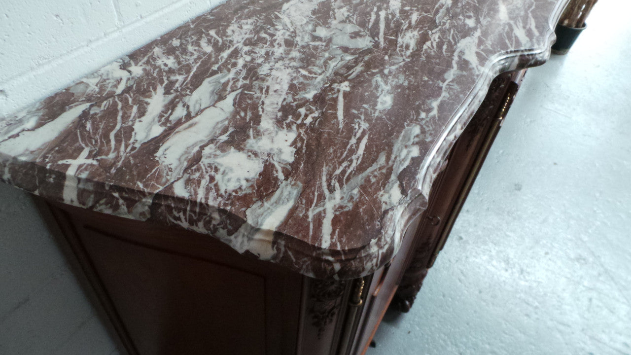 A Superb French Louis XV Style Cherry Wood Marble Top Sideboard | Antique & Vintage | Moonee Ponds Antiques | Australia Wide Delivery