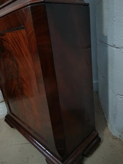 Late Georgian Flame Mahogany Case Moon Phase Dial Grandfather Clock | Antique & Vintage | Moonee Ponds Antiques | Australia Wide Delivery