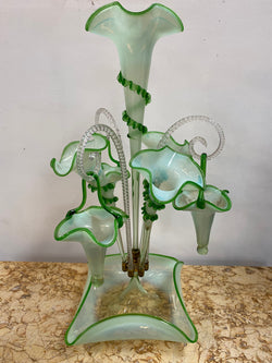 Large & Rare Victorian Vaseline Glass Epergne | Antique & Vintage | Moonee Ponds Antiques | Australia Wide Delivery