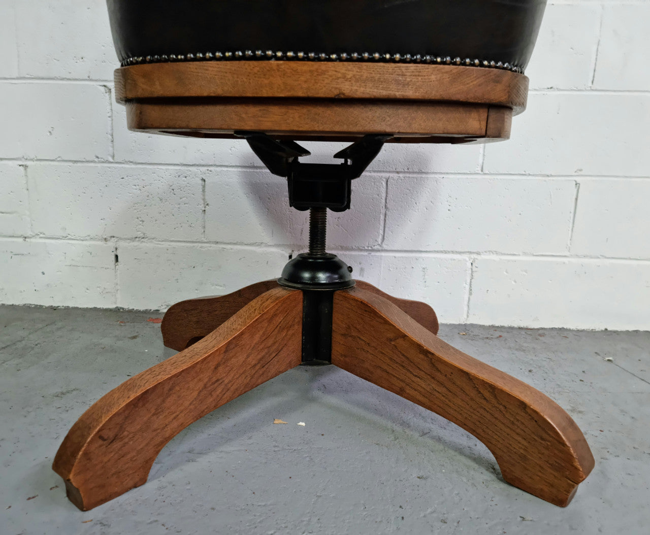 Antique French Oak Newly Upholstered Swivel Action Office Desk Chair | Antique & Vintage | Moonee Ponds Antiques | Australia Wide Delivery
