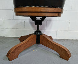 Antique French Oak Newly Upholstered Swivel Action Office Desk Chair | Antique & Vintage | Moonee Ponds Antiques | Australia Wide Delivery