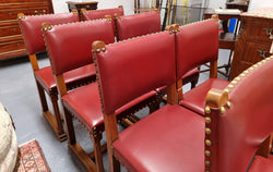 Set Of Eight Oak Upholstered With Faux Leather Dinning Chairs | Antique & Vintage | Moonee Ponds Antiques | Australia Wide Delivery