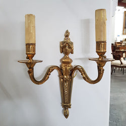 A Pair Of French Empire Style Brass Wall Lights-Sconces | Antique & Vintage | Moonee Ponds Antiques | Australia Wide Delivery