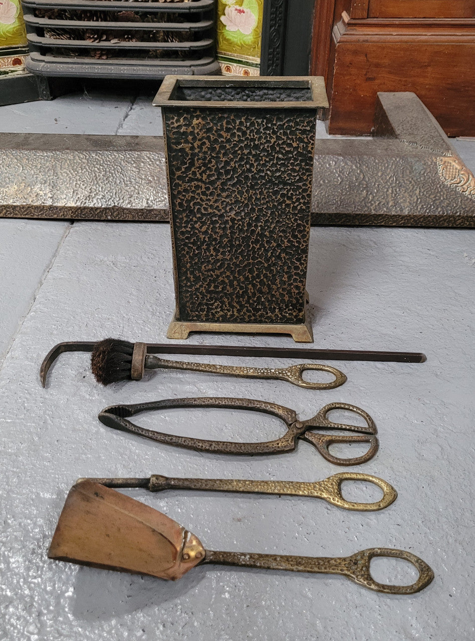 Art Nouveau Five Piece Fire Tool Set In Box