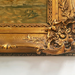A sensational Antique 19th century oil on canvas painting signed by English artist G.Staps, in a beautiful carved gilt frame and is in good original condition.