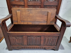 Beautiful 19th Century French Oak Carved Hall Seat | Antique & Vintage | Moonee Ponds Antiques | Australia Wide Delivery