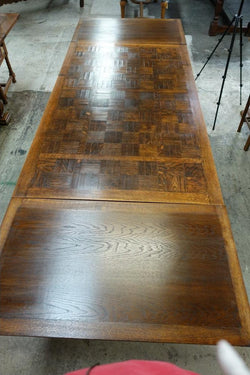 Large Parquetry Spanish Style French Oak Extension Table | Antique & Vintage | Moonee Ponds Antiques | Australia Wide Delivery