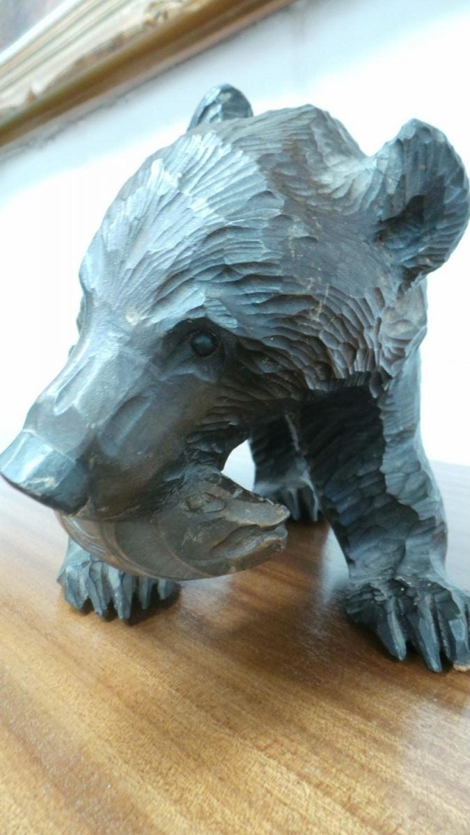 Japanese Hardwood Bear Statue