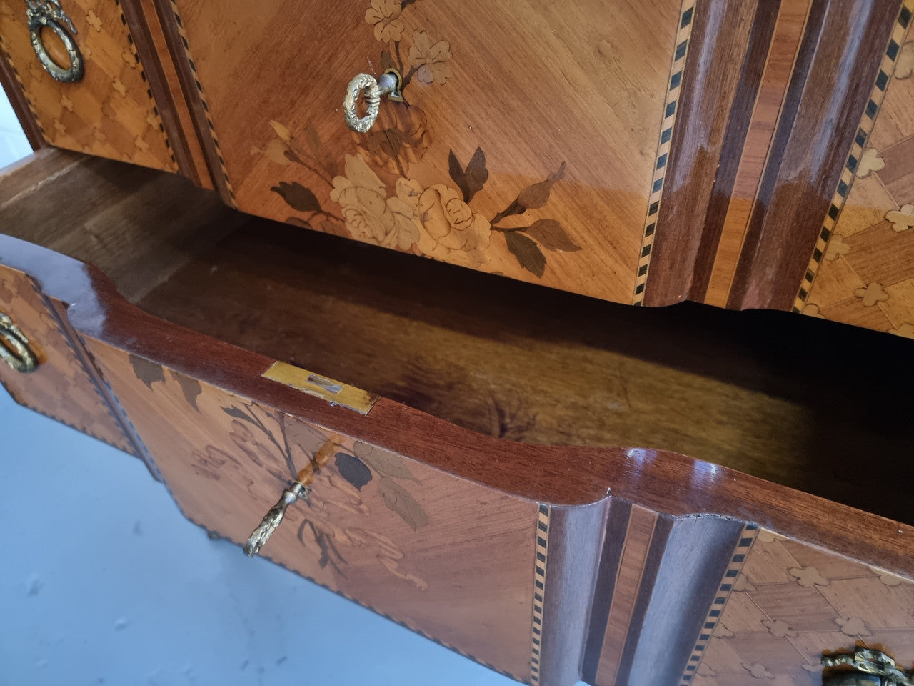 Beautiful French Marquetry Inlaid Transitional Commode | Antique & Vintage | Moonee Ponds Antiques | Australia Wide Delivery