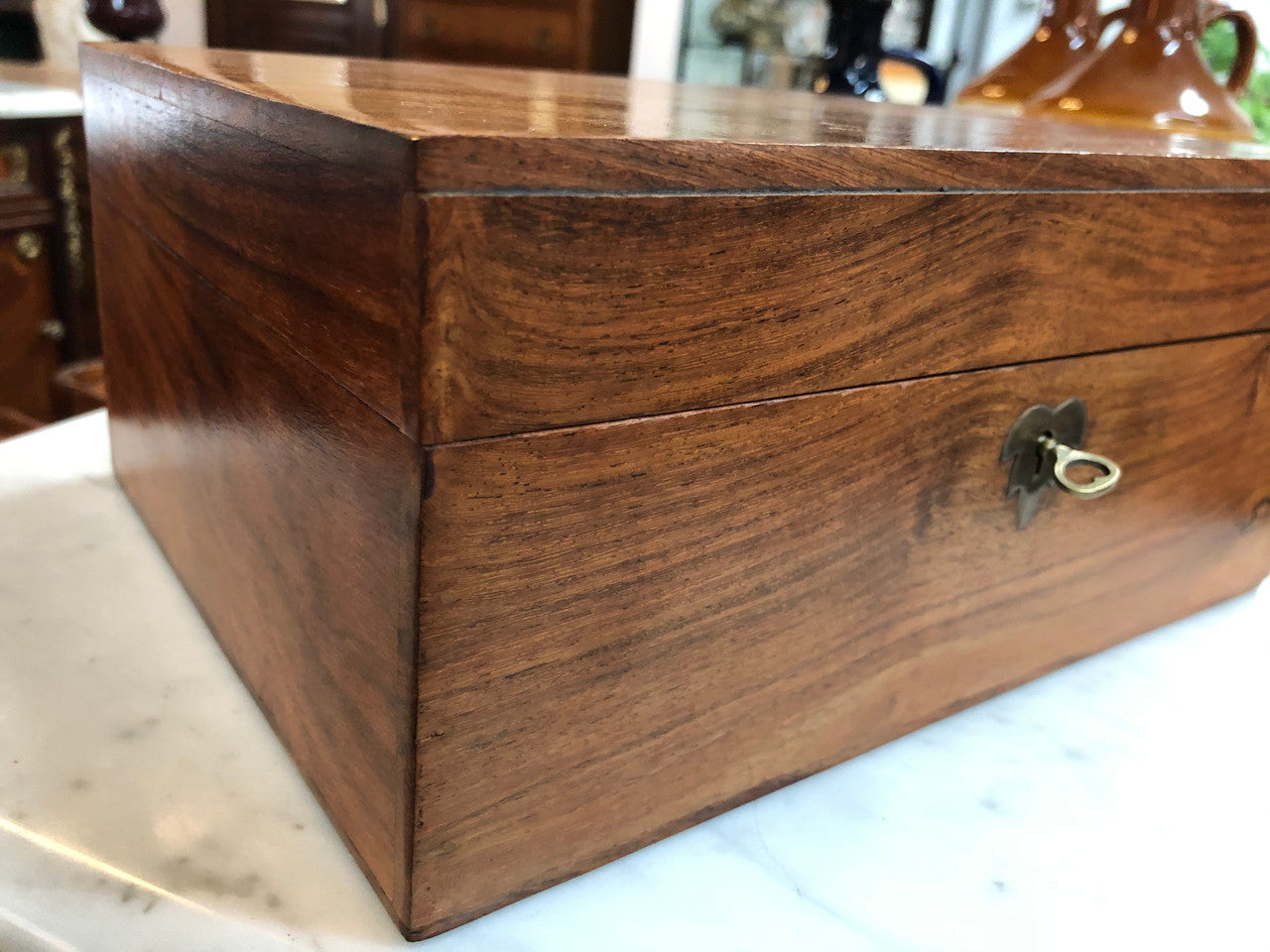 Vintage Mahogany Lockable Wooden Box