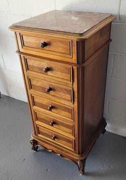 French Louis XV Walnut Single Side Cabinet with Inset Marble Top | Antique & Vintage | Moonee Ponds Antiques | Australia Wide Delivery