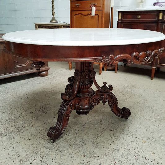 French Flame Mahogany Napoleon III Style Centre Table