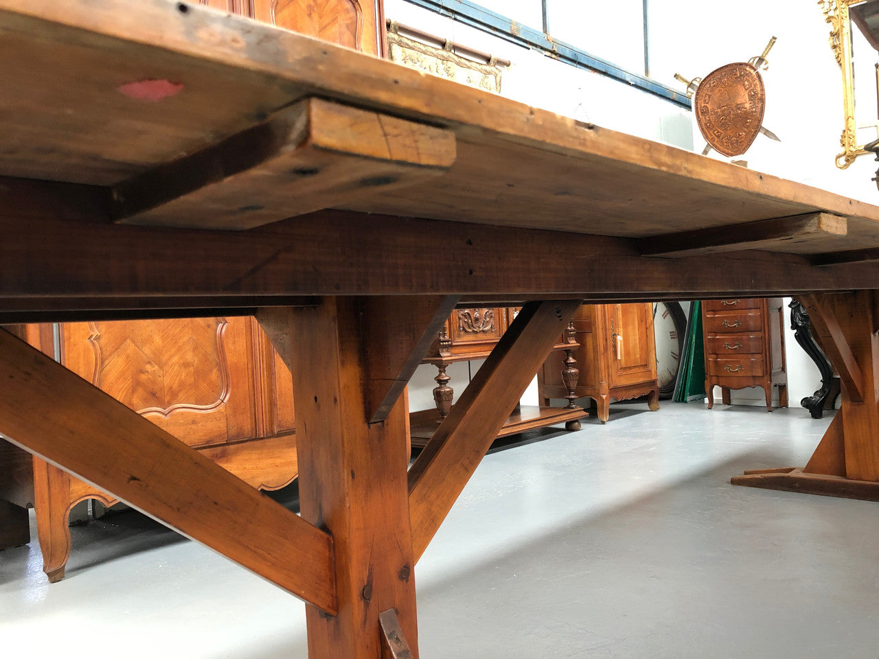 Australian Pine Trestle Style Table | Antique & Vintage | Moonee Ponds Antiques | Australia Wide Delivery