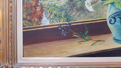 French Gilt Frame Oil On Canvas Of Flowers & Country Scene | Antique & Vintage | Moonee Ponds Antiques | Australia Wide Delivery
