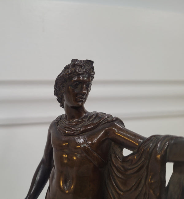 Fine qaulity Victorian bronze Apollo sculpture with rich dark brown patination. In great original condition.