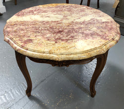Louis XV th Style Walnut Marble Top Round Coffee Table | Antique & Vintage | Moonee Ponds Antiques | Australia Wide Delivery