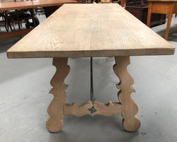 Limed French Oak Farmhouse Table With Decorative Iron Base | Antique & Vintage | Moonee Ponds Antiques | Australia Wide Delivery