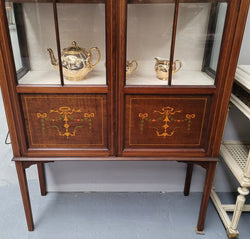 Edwardian Sheraton Style Display Cabinet with Hand Painted Panels | Antique & Vintage | Moonee Ponds Antiques | Australia Wide Delivery
