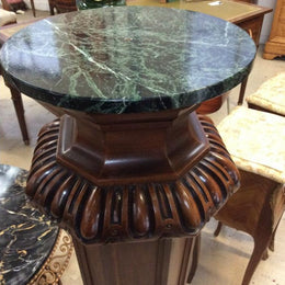 French Antique Grand Marble Top Walnut Pedestal
