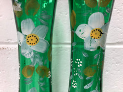 Beautiful Pair of hand painted glass Vases | Antique & Vintage | Moonee Ponds Antiques | Australia Wide Delivery