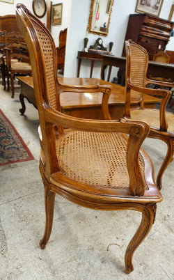Pair French Louis XV Style Walnut and Cane Fauteuils | Antique & Vintage | Moonee Ponds Antiques | Australia Wide Delivery