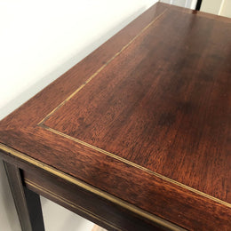 Elegant rectangular mahogany French brass inlaid occasional table. Is in good original condition.