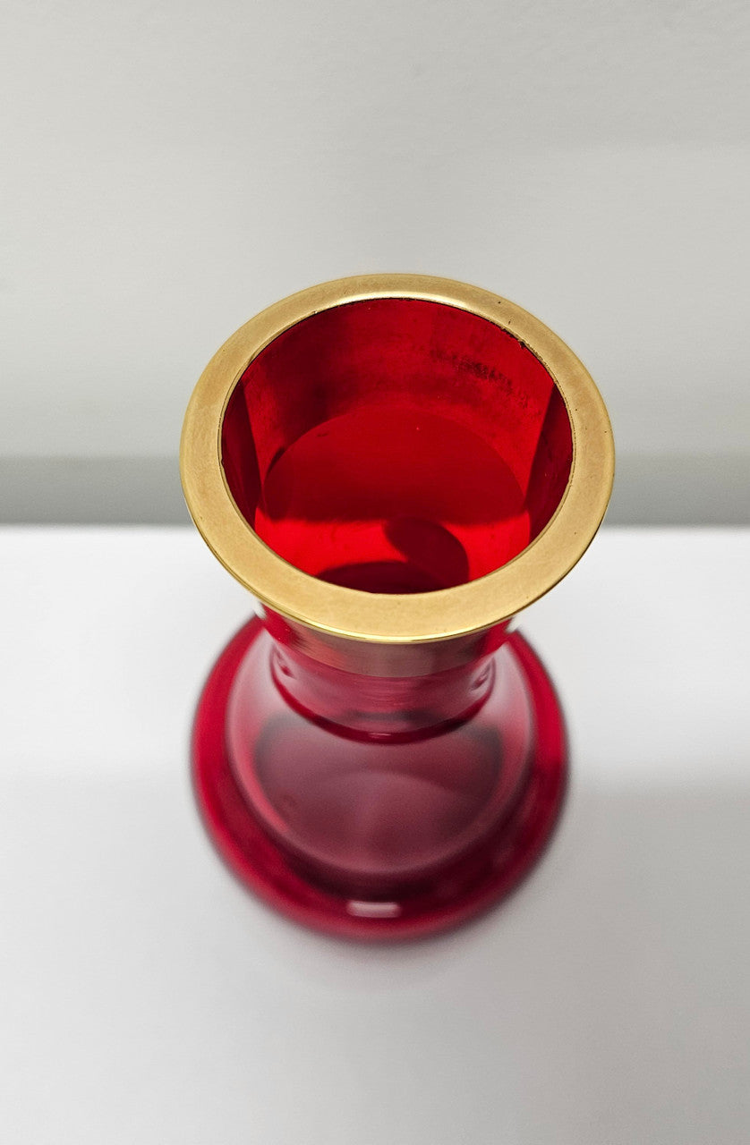 Bohemia Ruby Red Glass Vase With Guilt