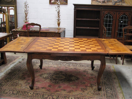 French Oak Parquetry Extension Dining Table